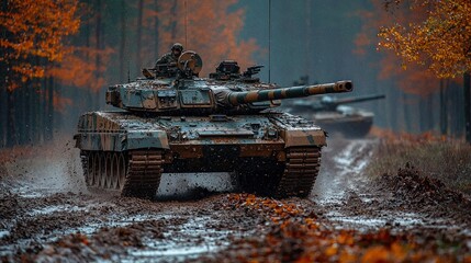 Military Tank in Action During Training Drills