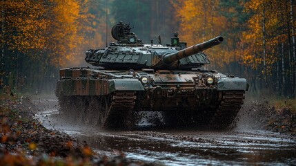 Heavy Tank Conquering Rugged Terrain Obstacles