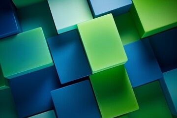 Sticker - Abstract Geometric Background with Blue and Green Shapes