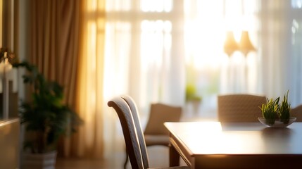 Poster - Blurred Dining Room with Soft Afternoon Light and Warm Ambiance