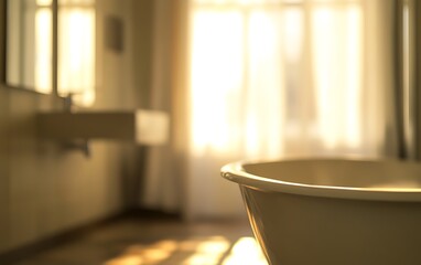 Poster - Blurred Bathroom with Diffused Morning Light and Soft Serenity