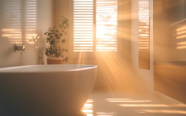 Poster - Blurred Bathroom with Diffused Morning Light and Soft Serenity