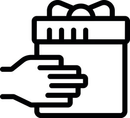 Poster - Simple, bold line art icon of a hand giving a wrapped gift box