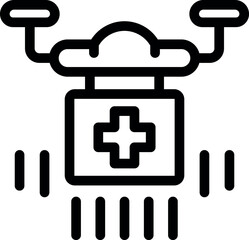 Poster - Simple vector illustration of a medical drone carrying a first aid kit