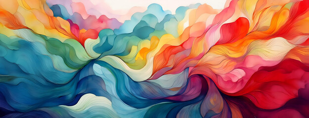 Aufkleber - vibrant abstract waves of colorful patterns fill the canvas, creating a dynamic visual experience of
