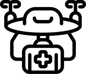 Poster - Drone is carrying a first aid kit, symbolizing the use of unmanned aerial vehicles for fast delivery of medical supplies