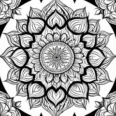 Illustration of a relaxing mandala with an abstract fractal background