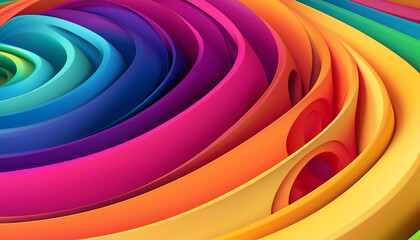 Poster - Colorful swirling patterns with vibrant gradients in a modern abstract design reminiscent of a rainbow's curves
