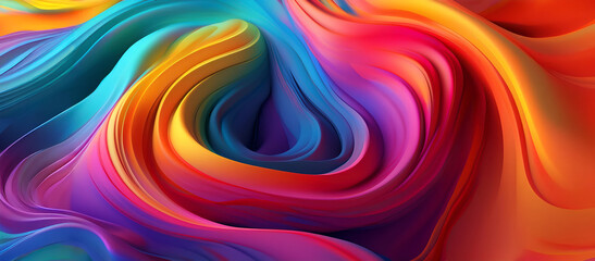 Aufkleber - Vibrant swirls of colorful abstract design showcasing fluid motion and depth, created using digital techniques for artistic expression
