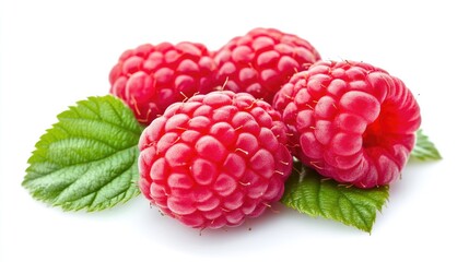 Poster - Delicious Fresh Raspberries With Leaf Detail