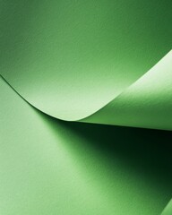 Poster - Curving sheets of vibrant green paper create dynamic textures in a minimalist composition