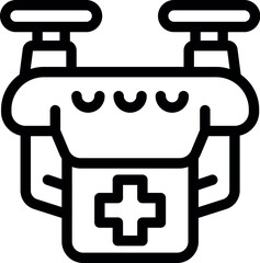 Poster - Line art icon of a drone carrying a first aid kit, representing fast delivery of medical supplies
