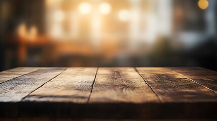 Poster - Rustic Wood Table Top with Soft Natural Light and Warm Tones