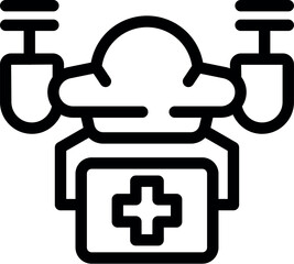 Poster - Medical drone is transporting a first aid kit, representing a rapid response to emergencies