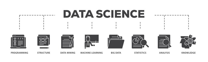 Aufkleber - Data science icon infographic illustration concept with icon of data, classification, analyze, statistics, solving, decision and knowledge icon png and easy to edit 