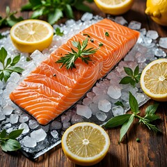 fresh salmon with lemon and parsley