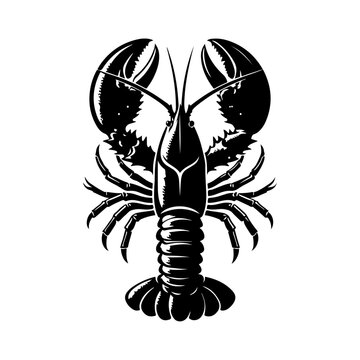 Lobster silhouette, vector black color silhouette