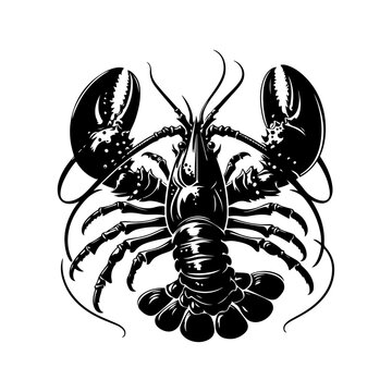 Lobster silhouette, vector black color silhouette