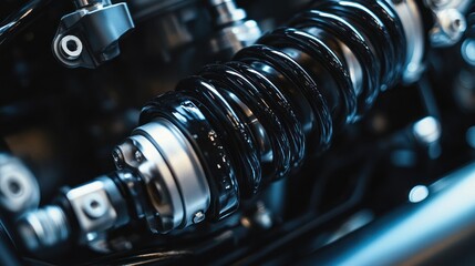 Closeup of a Motorcycle Shock Absorber