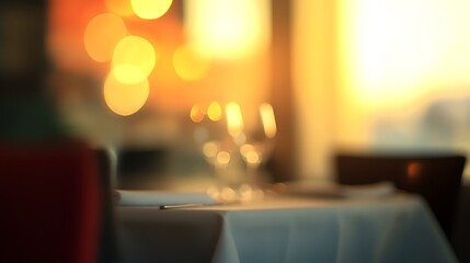 Poster - Blurred Dining Area with Soft Evening Light and Inviting Atmosphere