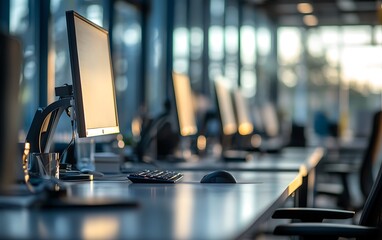 Poster - Blurred Workspace with Diffused Light and Professional Ambiance