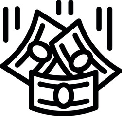 Poster - Money falling down concept, cash flow decreasing icon, financial crisis symbol, business loss, bankruptcy