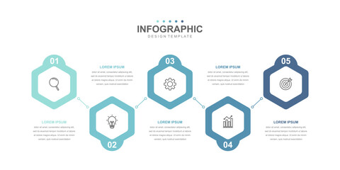 Wall Mural - infographic illustration design template with icons and 5 options, workflow layout, icons, diagram, 