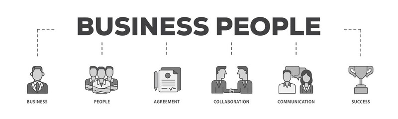 Poster - Business people icon infographic illustration concept with icon of business, people, agreement, collaboration, communication and success icon png and easy to edit 