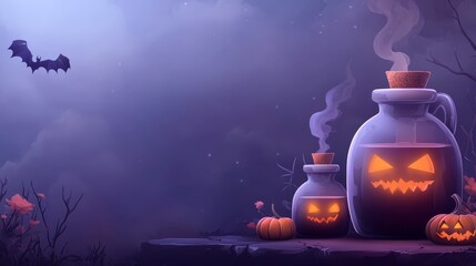 Wall Mural - Halloween Potion Bottles with Pumpkins