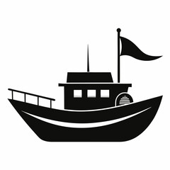 Wall Mural - Raw boat black silhouette