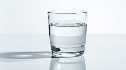 Poster - Simple Glass of Water with Subtle Reflections on a White Background