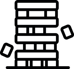 Poster - line icon of a wooden block tower game falling down, perfect for topics like board games and fun