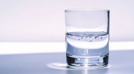 Wall Mural - Simple Glass of Water with Subtle Reflections on a White Background