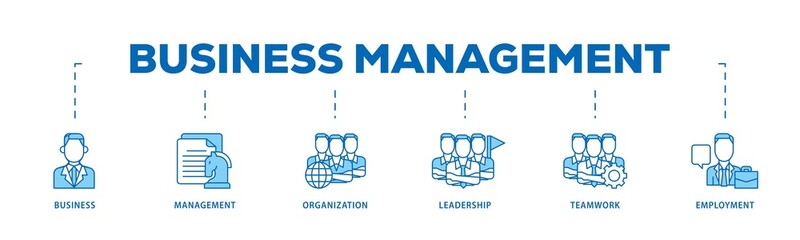 Poster - Business management icon infographic illustration concept with icon of business, management, organization, leadership, teamwork and employment icon png and easy to edit 