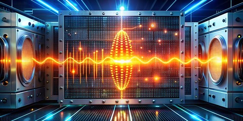 Poster - Quantum Processor Power: A futuristic CPU pulsates with energy, illuminating the intricate circuitry of a motherboard in a vibrant display of technological prowess.