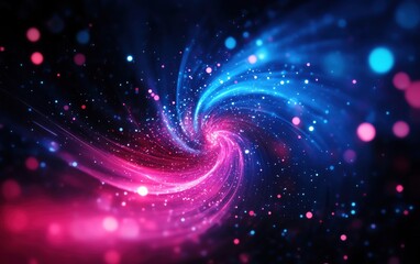 Poster - A vibrant abstract swirl of pink and blue lights in a cosmic backdrop, creating a dreamy and imaginative atmosphere.