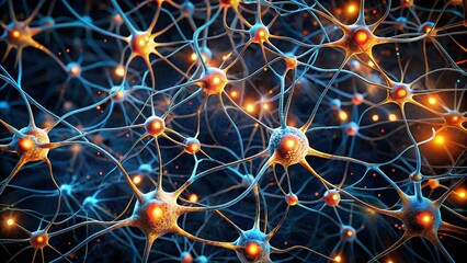 Poster - Neural Network Interconnectivity: A mesmerizing abstract illustration of a neural network, featuring intricate connections and glowing nodes, representing the complex and interconnected nature of the 