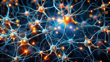 Poster - Neural Network Interconnectivity: A mesmerizing abstract illustration of a neural network, featuring intricate connections and glowing nodes, representing the complex and interconnected nature of the 