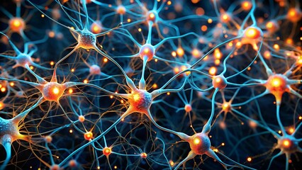 Poster - Neural Network Interconnectivity: A mesmerizing abstract illustration of a neural network, featuring intricate connections and glowing nodes, representing the complex and interconnected nature of the 