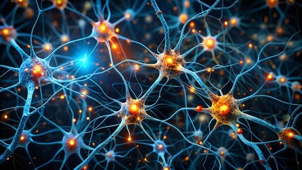 Poster - Neural Network Interconnectivity: A mesmerizing abstract illustration of a neural network, featuring intricate connections and glowing nodes, representing the complex and interconnected nature of the 