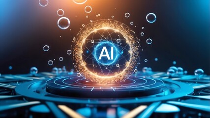 Poster - ai ascendancy: a radiant ai orb pulses with energy, symbolizing the rise of artificial intelligence 