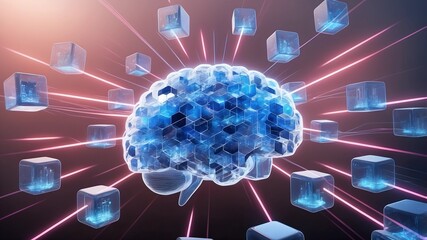 Poster - The Awakened Mind: Data streams through a futuristic brain, igniting thought in an abstract visualization of artificial intelligence and neural networks.
