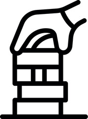 Poster - hand carefully positions a wooden block atop a precariously balanced tower, symbolizing the delicate