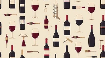 Wall Mural - Wine Tasting Seamless Pattern Design