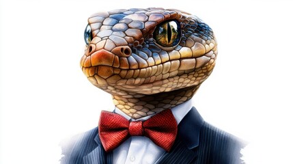 A snake wearing a suit and tie