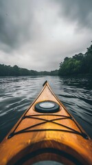 Poster - Kayaking through the tranquil water on a cloudy day.