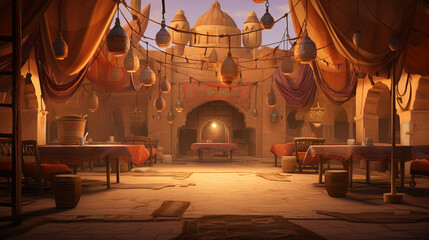 Sticker - Arabic Architecture: Desert Courtyard Restaurant