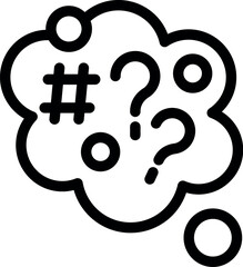 Wall Mural - Simple thought bubble is filled with question marks and a hashtag, representing confusion and uncertainty