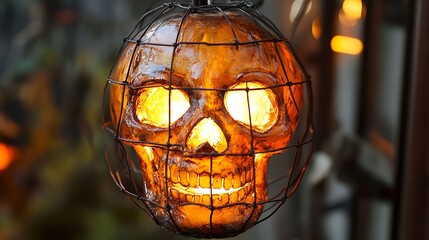 Skull Lamp with a Cage