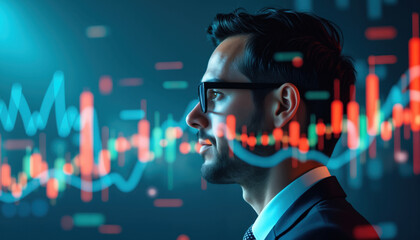 Poster - Trader Monitoring Stock Market Fluctuations: A trader closely monitoring stock market fluctuations on multiple screens, representing real-time financial analysis.